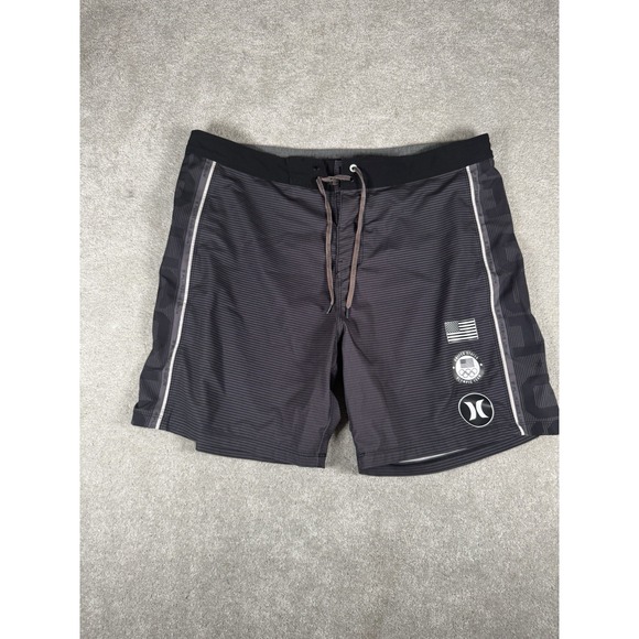 Hurley USA Olympics Phantom Surf Swim Board Trunk Stretch 36x 7.5"  Black - Picture 1 of 11
